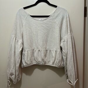 Aerie Cream Peplum Sweatshirt